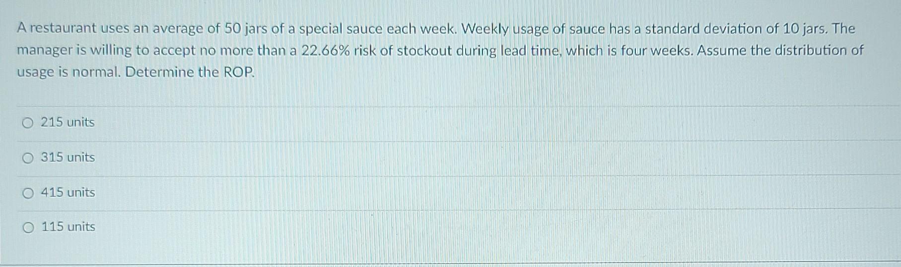 A restaurant uses an average of 50 jars of a