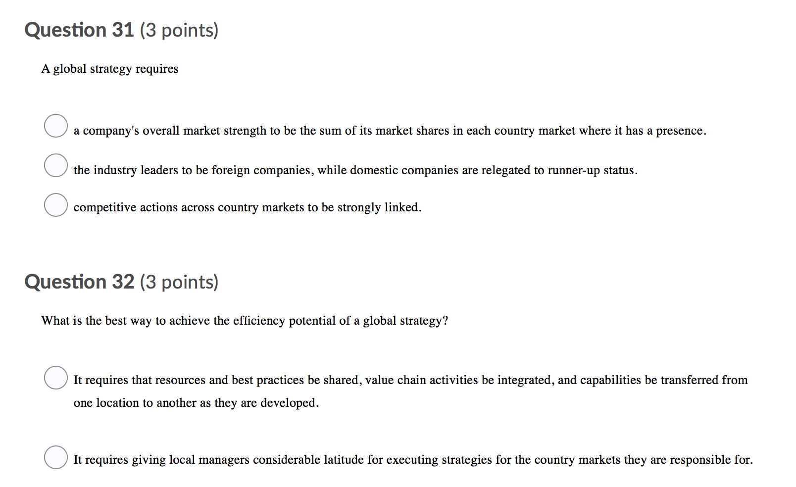 Please answer question 31. Question 31 (3 points)