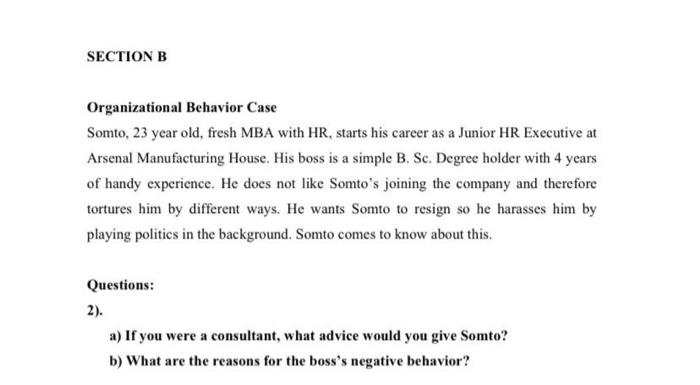 Organizational Behavior Case Somto, 23 year old,