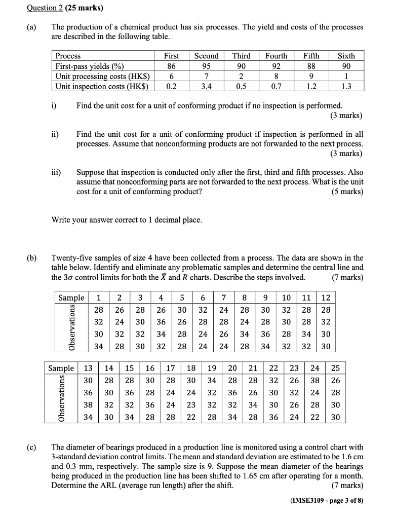 Question 2 (25 marks) (a) The production of a