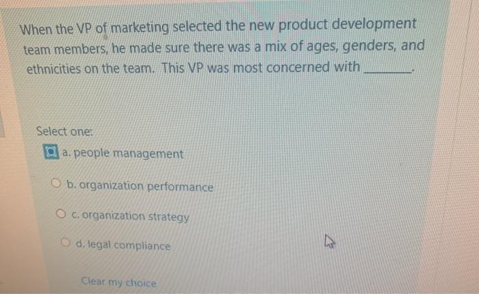 When the VP of marketing selected the new product