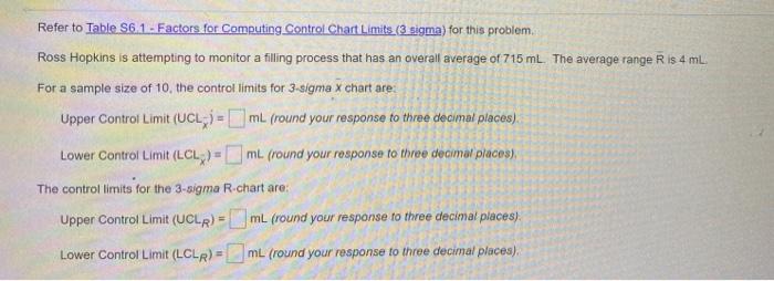 Refer to Table 56.1. Factors for Computing