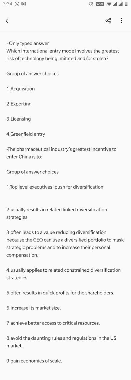 3:34 OM VOLTE44. : - Only typed answer Which