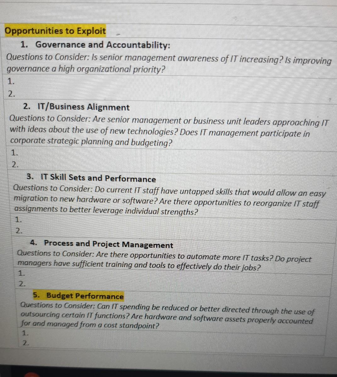 for Emirates Airline Opportunities to Exploit 1.