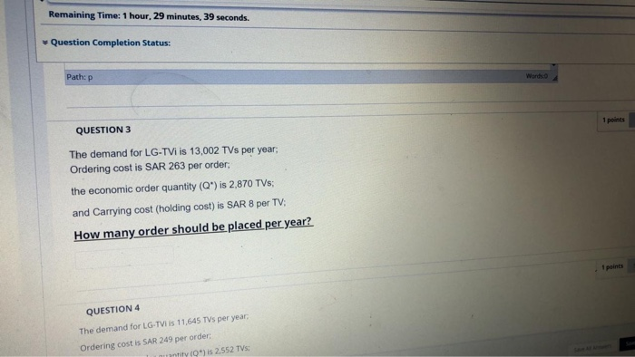 Remaining Time: 1 hour, 29 minutes, 39 seconds.