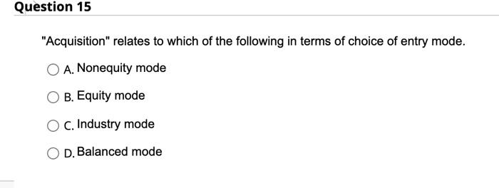 Question 14 mode of entry Contractual agreements