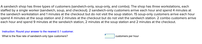 A sandwich shop has three types of customers