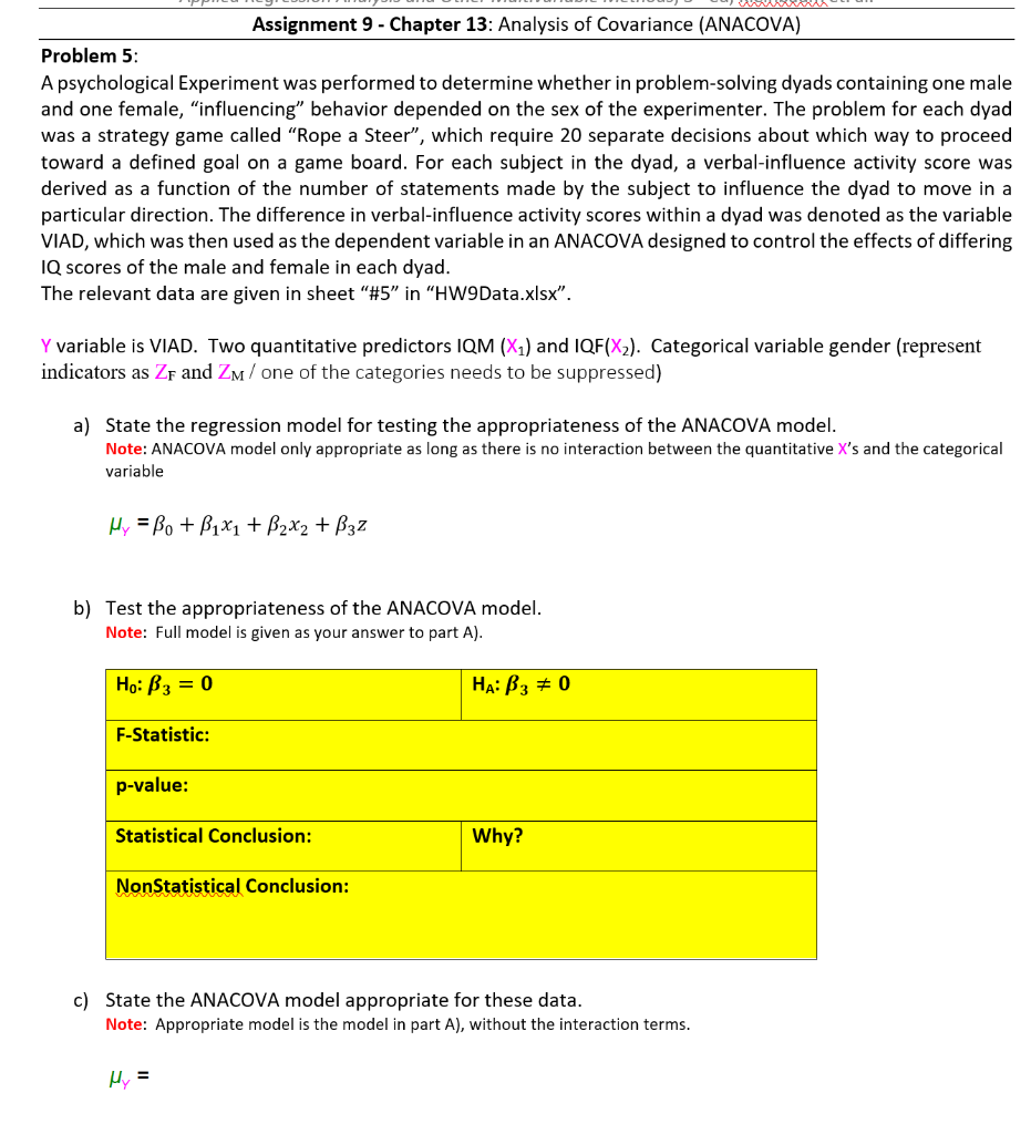 B through F please! Assignment 9 - Chapter 13: