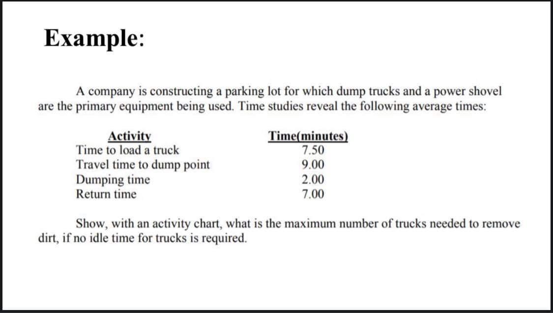 fast please Example: A company is constructing a