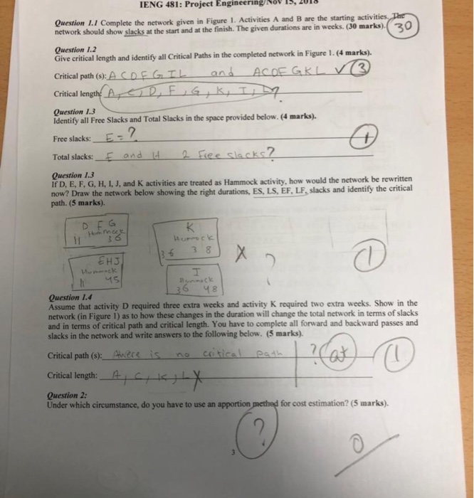 IENG 481: Project Engineering Question 1.1