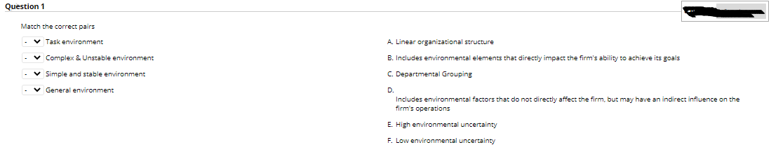 Question 1 Match the correct pairs - Task