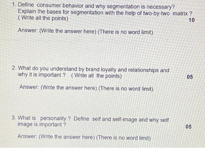 plzz help 1. Define consumer behavior and why