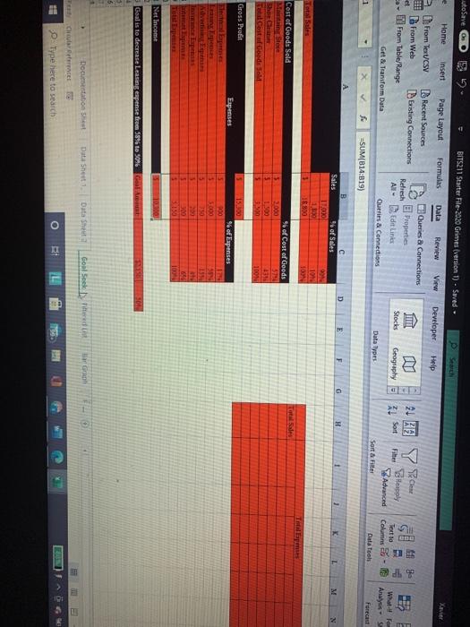 I am trying to create a two variable table but I