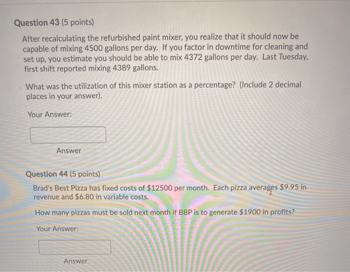 Question 40 (5 points) We have been given the