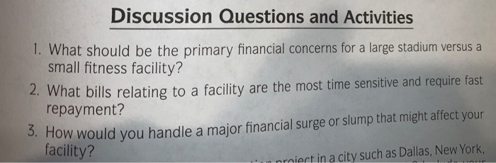 3 part question - facility management Discussion