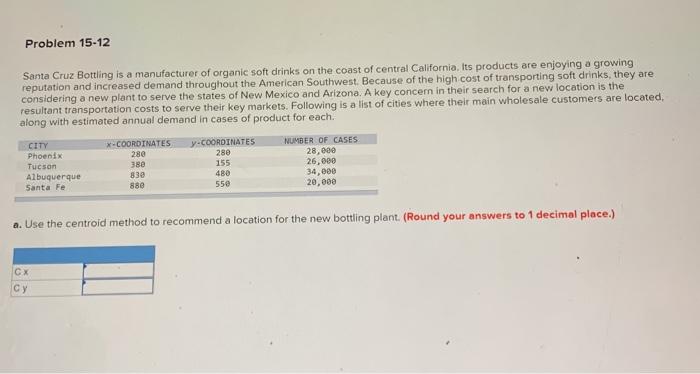 Problem 15-12 Santa Cruz Bottling is a