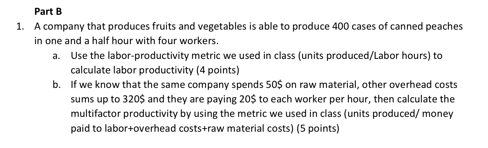 1. A company that produces fruits and vegetables