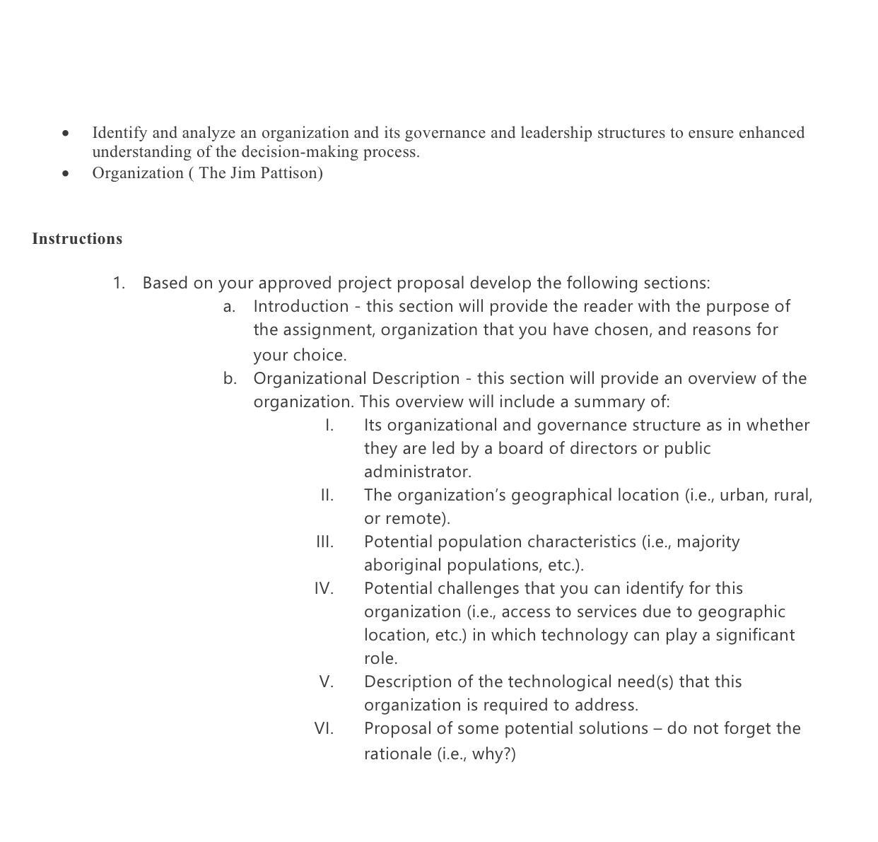 Identify and analyze an organization and its