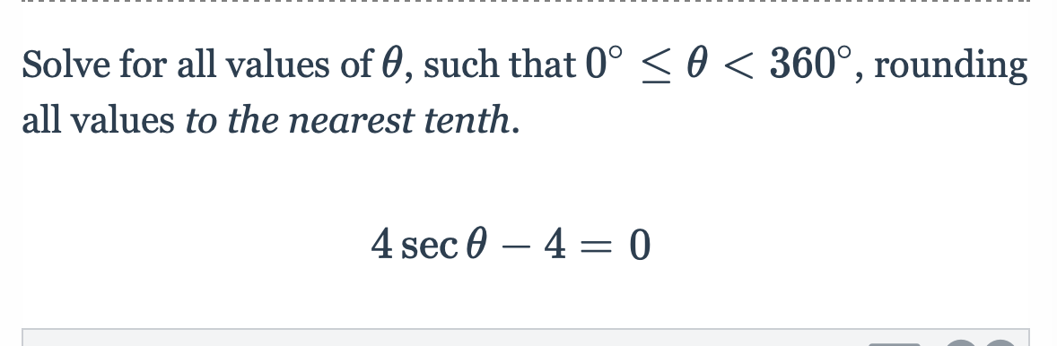 Solve for all values of 0, such that 0 < 0 < 360,