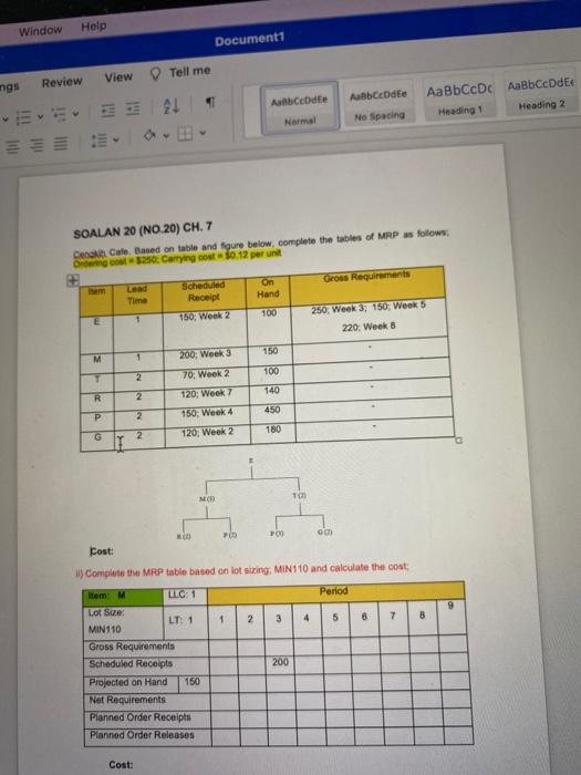 mrp table Window Help Review ngs View E91
