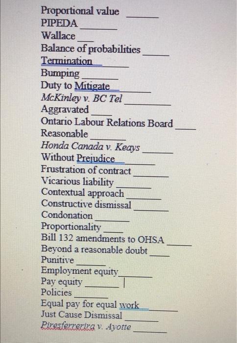 Proportional value PIPEDA Wallace Balance of