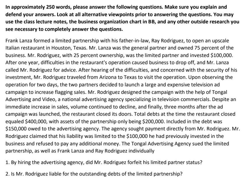 In approximately 250 words, please answer the