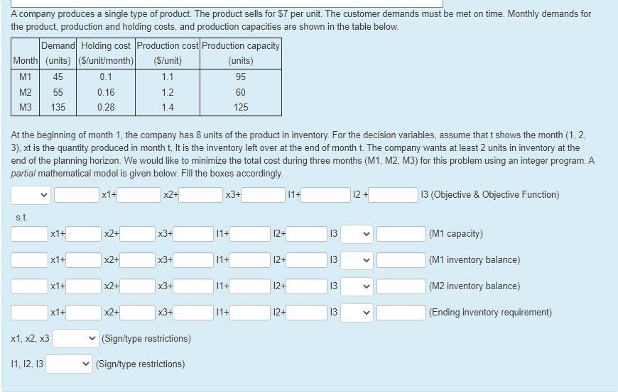 URGENT A company produces a single type of