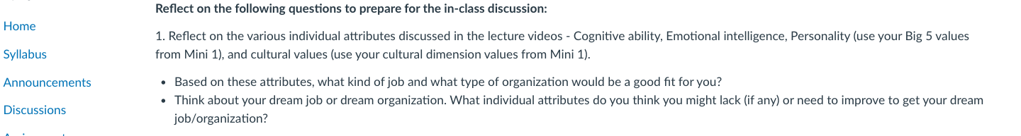 Reflect on the following questions to prepare for