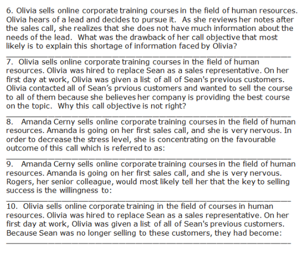 6. Olivia sells online corporate training courses