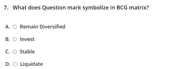 7. What does Question mark symbolize in BCG
