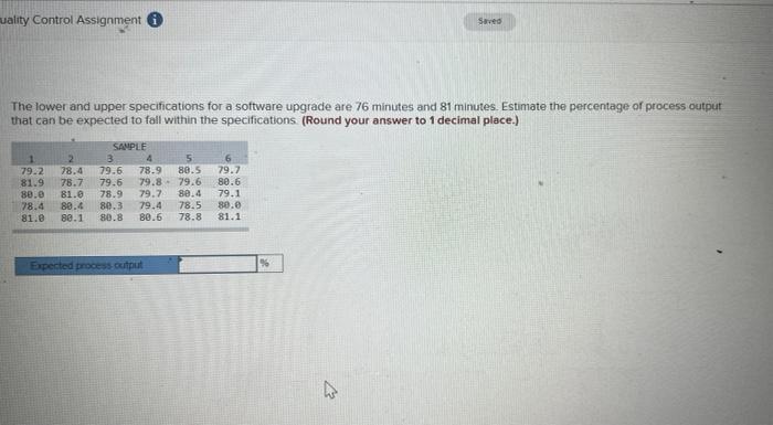 uality Control Assignment Saved The lower and