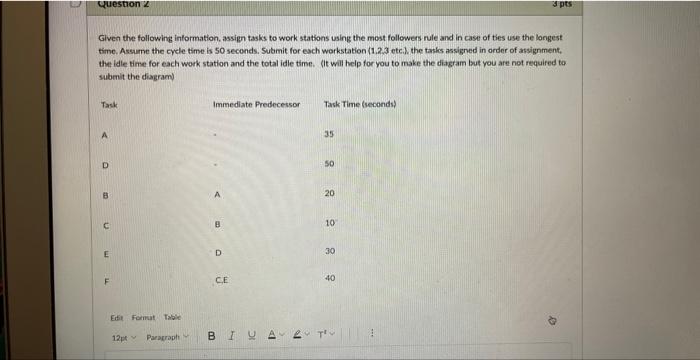 Given the following information, assign tasks to