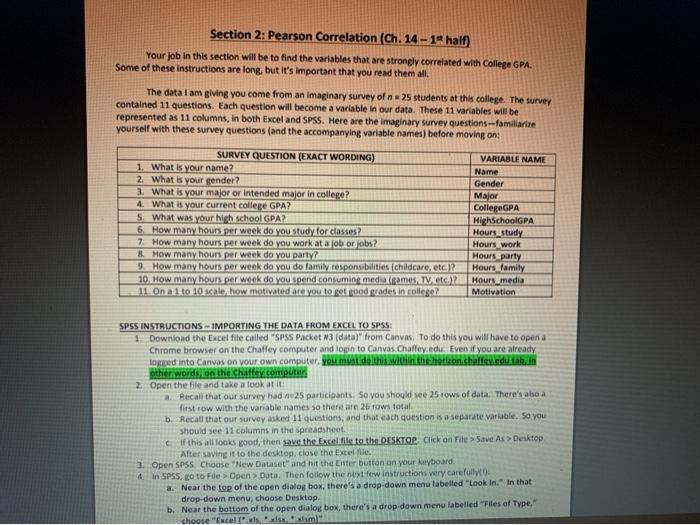 please answer question 8 Section 2: Pearson