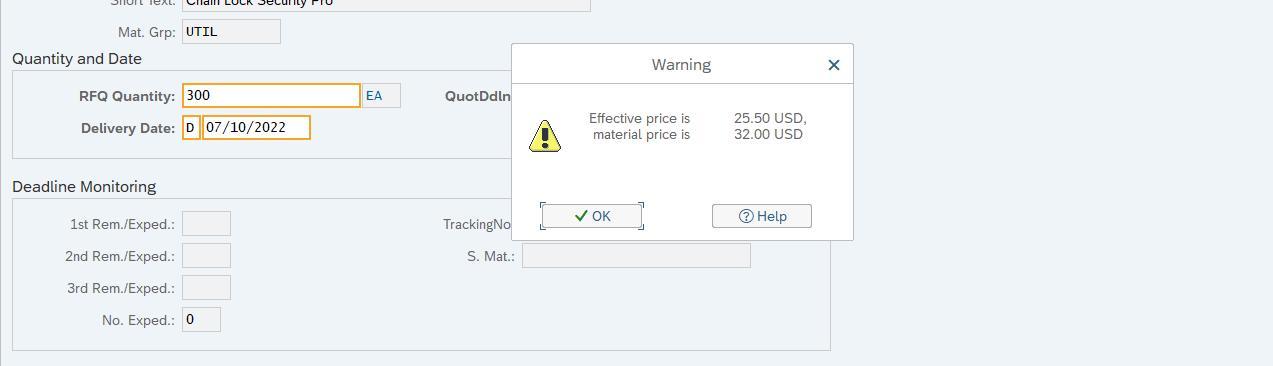 How do I fix this warning on SAP? Mat. Grp: UTIL