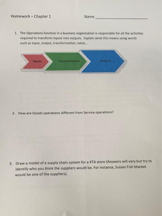 Homework - Chapter 1 Name 1. The Operations
