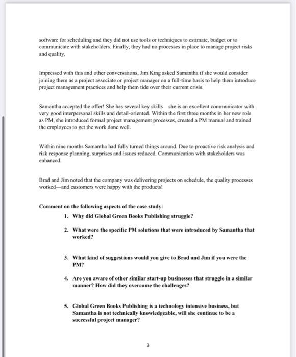 Case Study 2: Project Management Mini-Case Study: