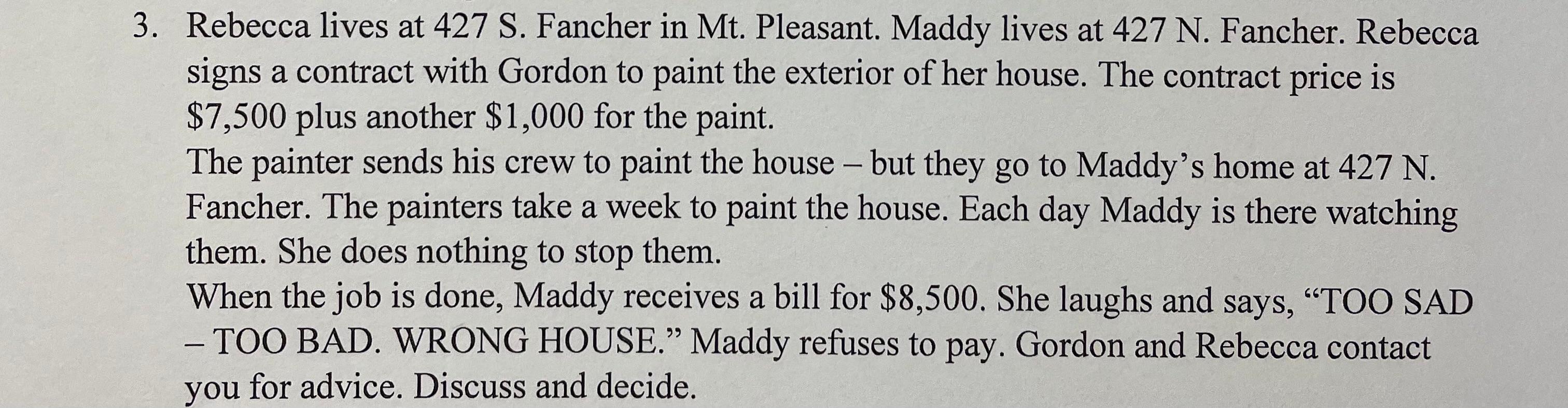 Business Law. Question 3. Half to 3/4 page,