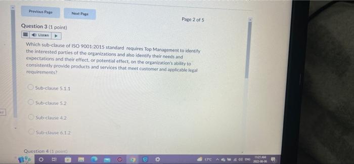 Previous Page Next Page Page 2 of 5 Question 3 (1