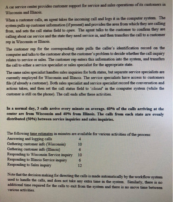 A car service center provides customer support