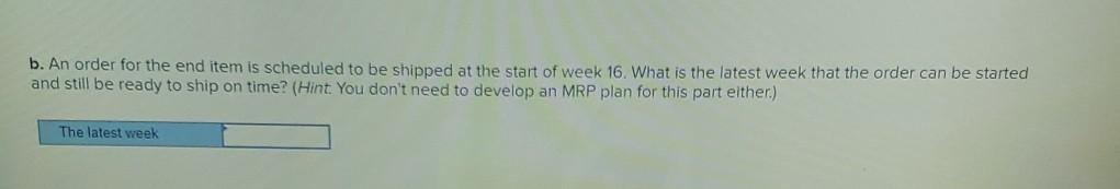 The following table lists the components needed