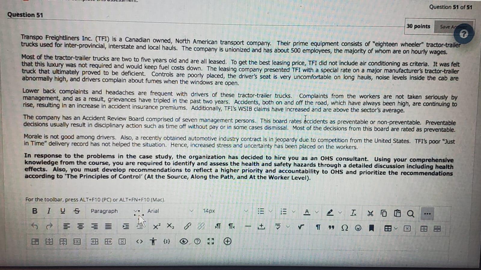 Question 51 of 51 Question 51 30 points Save As