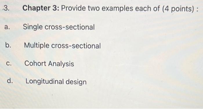 provide two examples of the words in a,b,c,d 3.