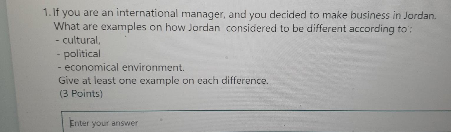 1. If you are an international manager, and you