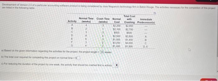 a) Based on the given information tegarding the