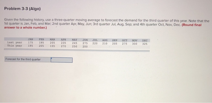 Problem 3-3 (Algo) Given the following history,