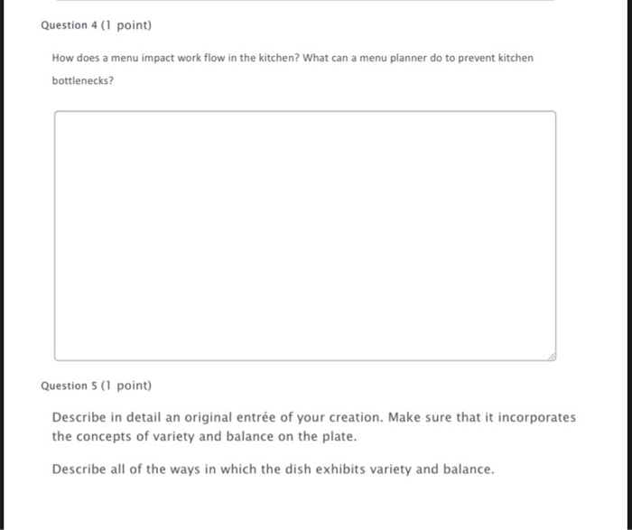 Question 4 (1 point) How does a menu impact work