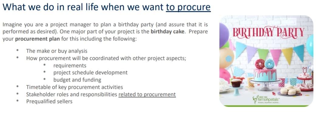 What we do in real life when we want to procure