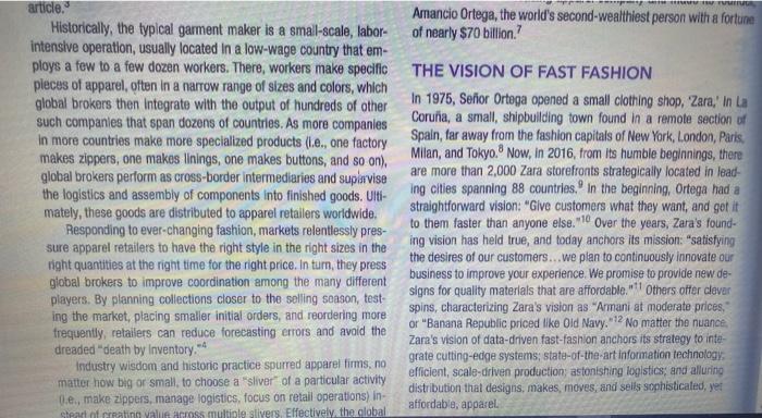 1) Do you believe Zara has done a good job in its