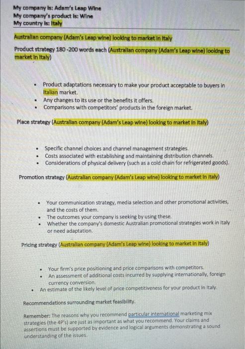 My company is: Adam's Leap Wine My company's