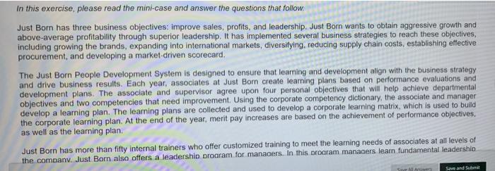 In this exercise, please read the mini-case and